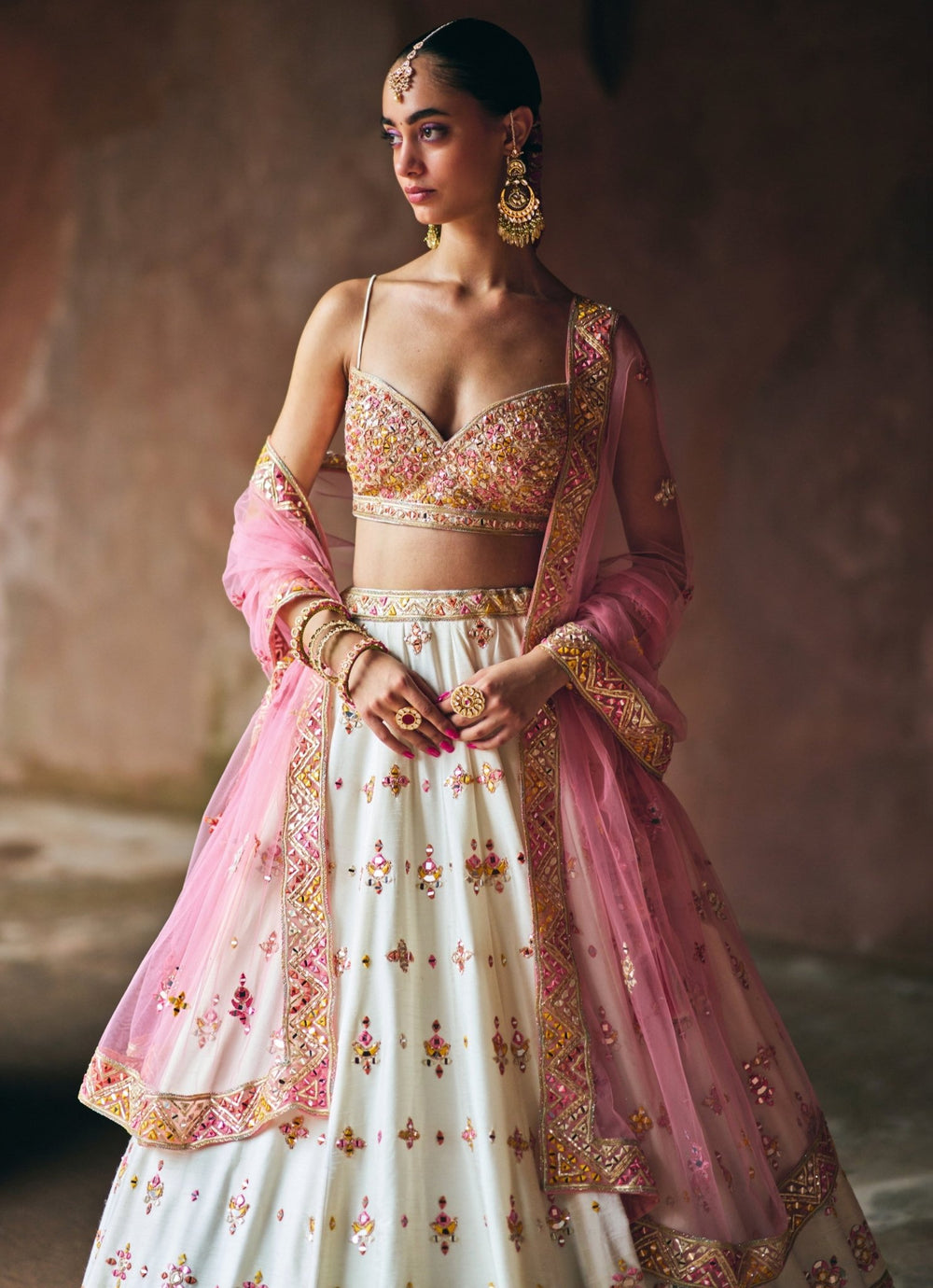 Ivory Raw Silk Embroidered Lehenga Set Angad Singh - Fabilicious Fashion