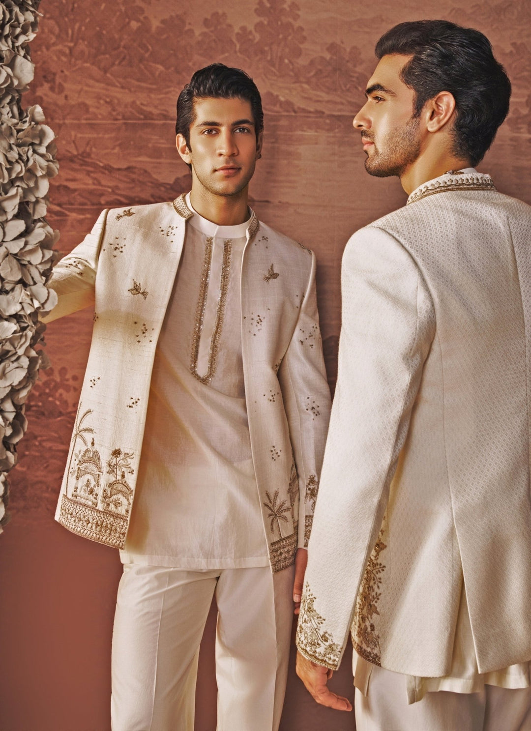 Contrast by Parth Ivory Raw Silk Jacket SetFabilicious Fashion