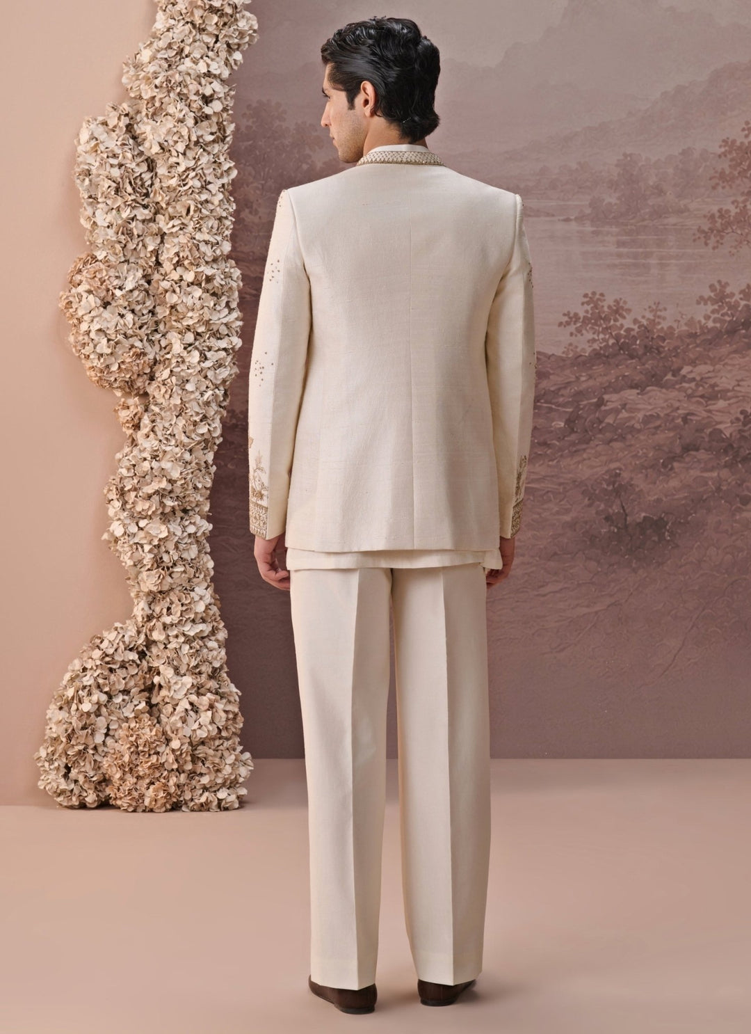 Contrast by Parth Ivory Raw Silk Jacket SetFabilicious Fashion