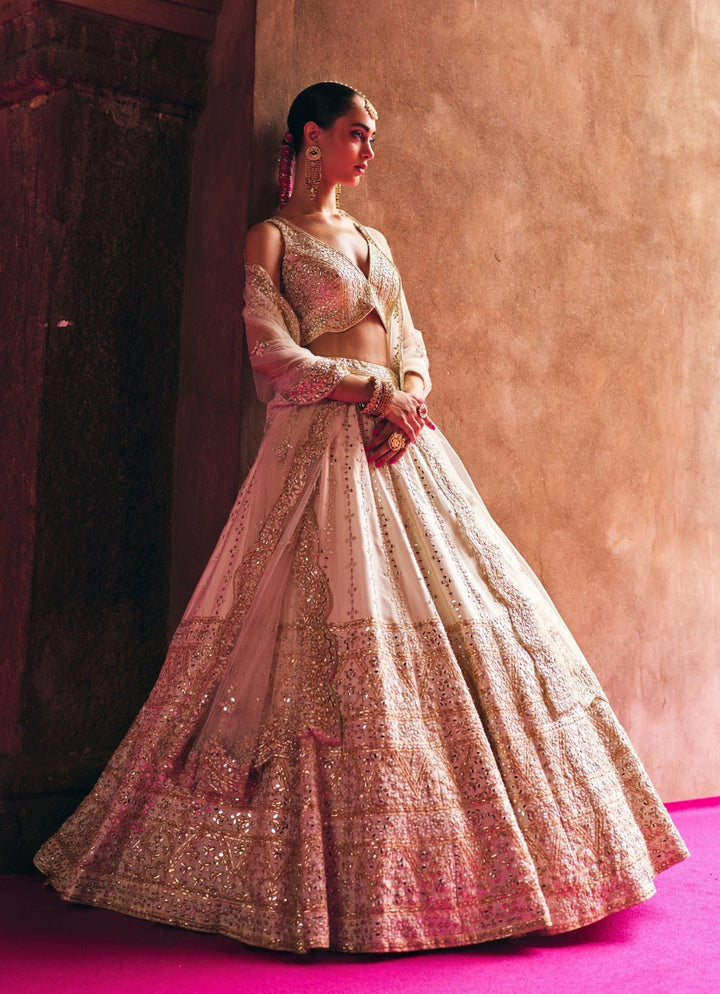 Ivory Raw Silk Lehenga Set Angad Singh - Fabilicious Fashion