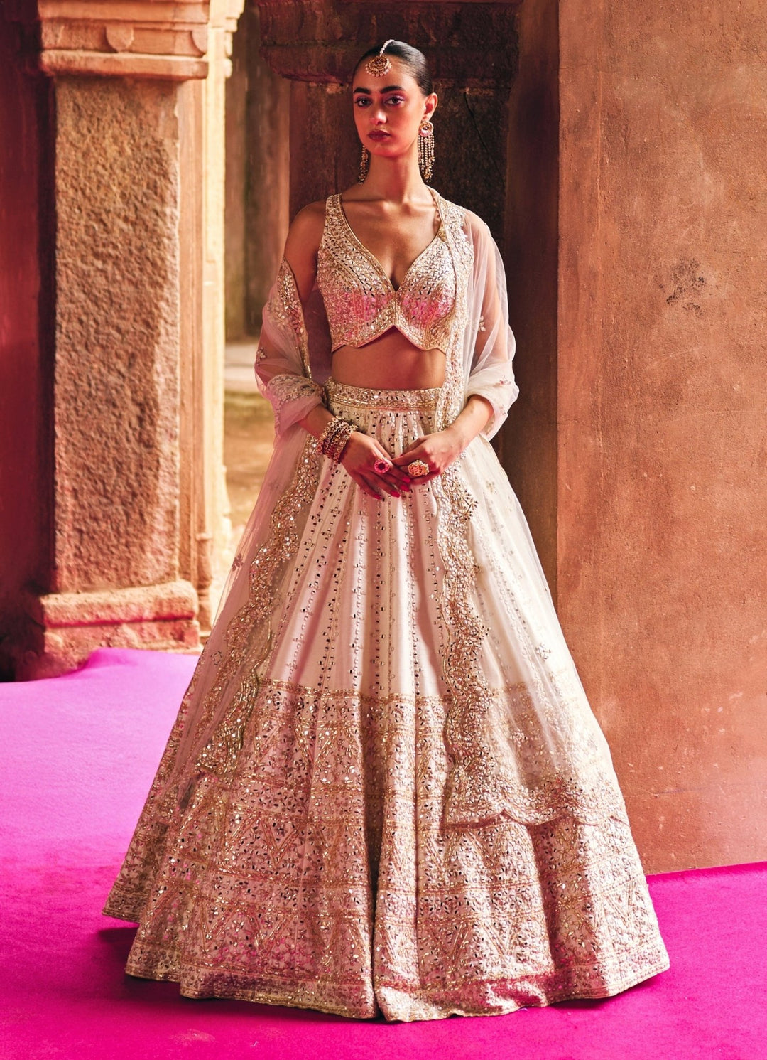 Ivory Raw Silk Lehenga Set Angad Singh - Fabilicious Fashion