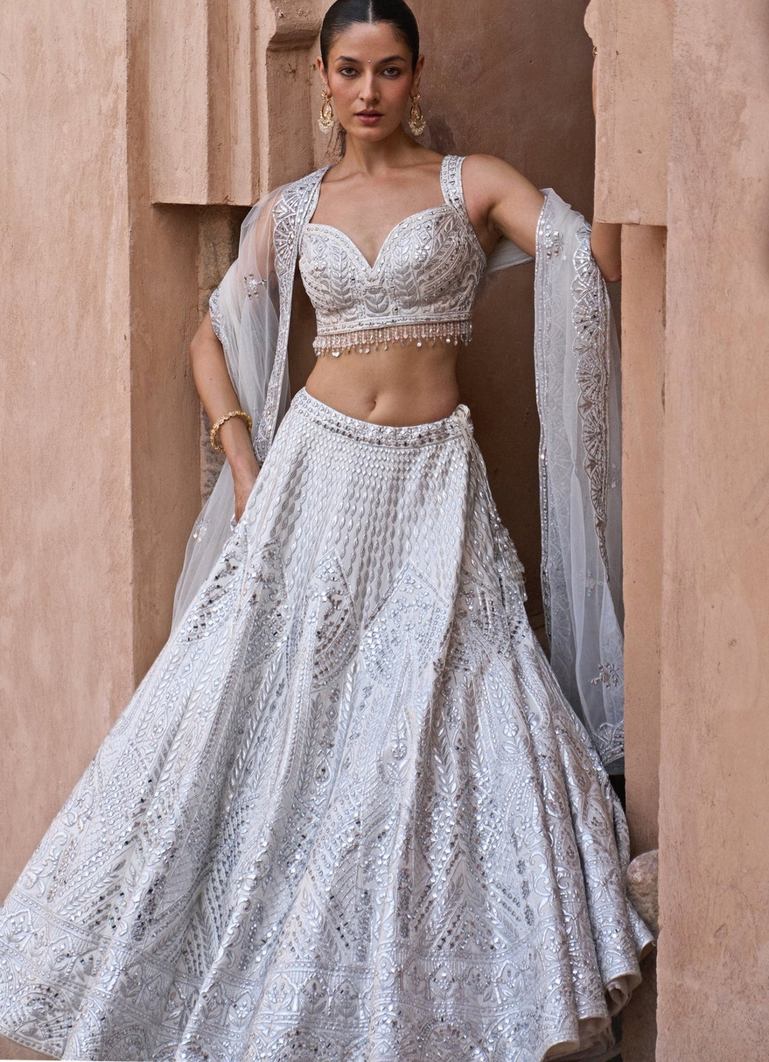 Angad Singh Ivory Raw Silk Lehenga SetFabilicious Fashion