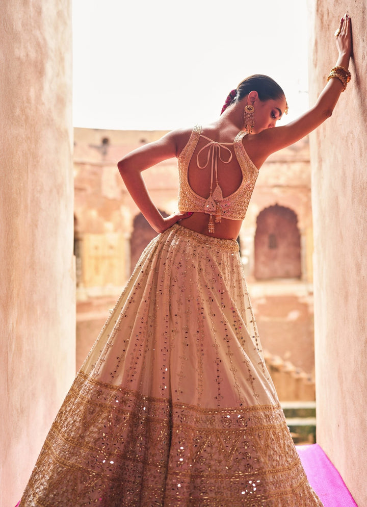 Ivory Raw Silk Lehenga Set Angad Singh - Fabilicious Fashion