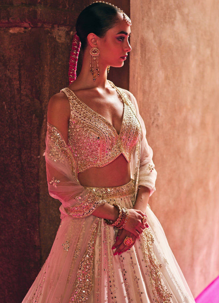 Ivory Raw Silk Lehenga Set Angad Singh - Fabilicious Fashion