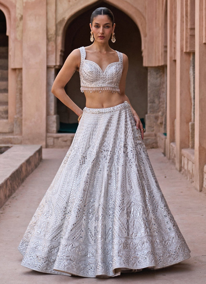 Angad Singh Ivory Raw Silk Lehenga SetFabilicious Fashion