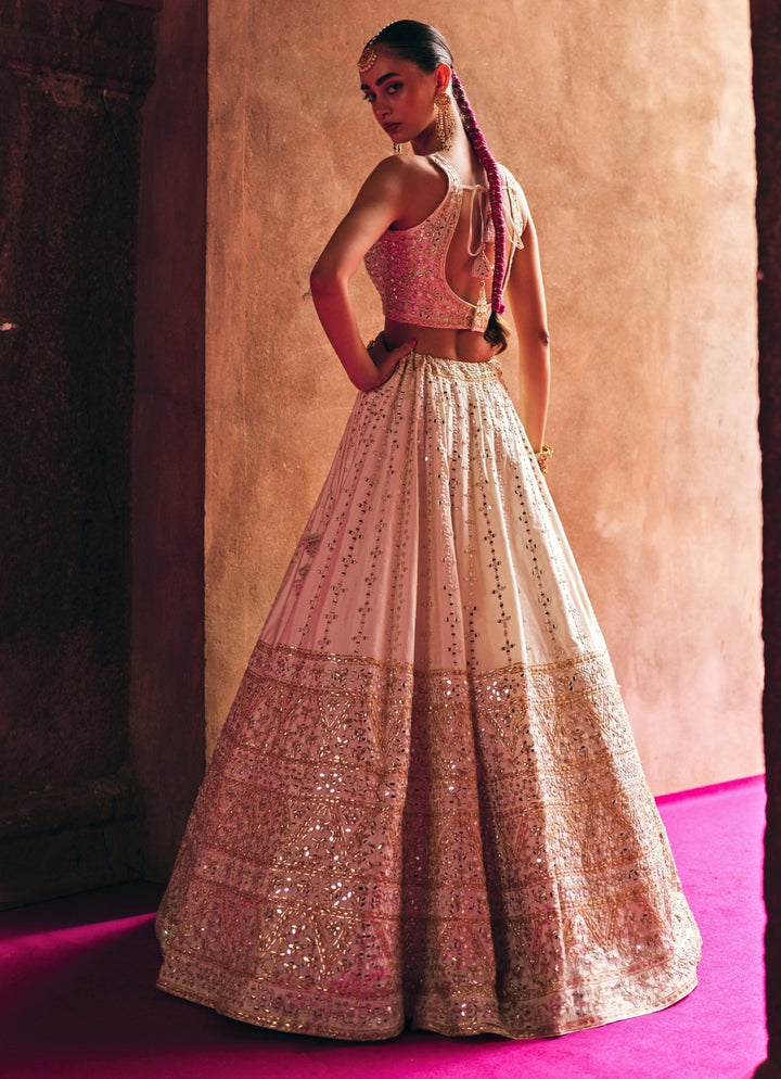 Ivory Raw Silk Lehenga Set Angad Singh - Fabilicious Fashion