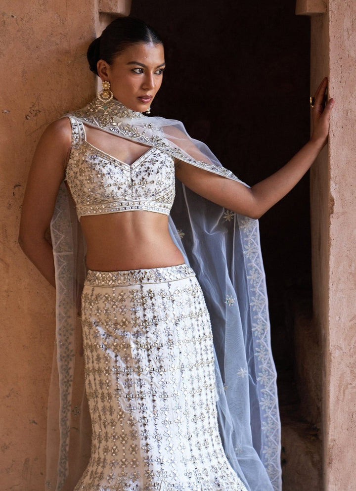 Angad Singh Ivory Raw Silk Mermaid Lehenga SetFabilicious Fashion