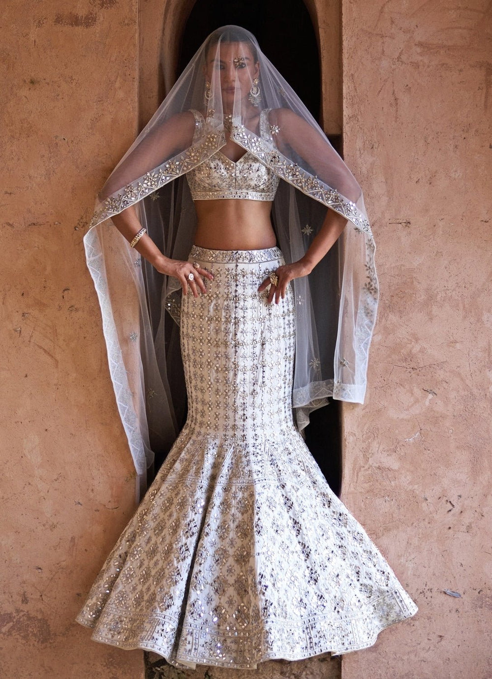 Angad Singh Ivory Raw Silk Mermaid Lehenga SetFabilicious Fashion