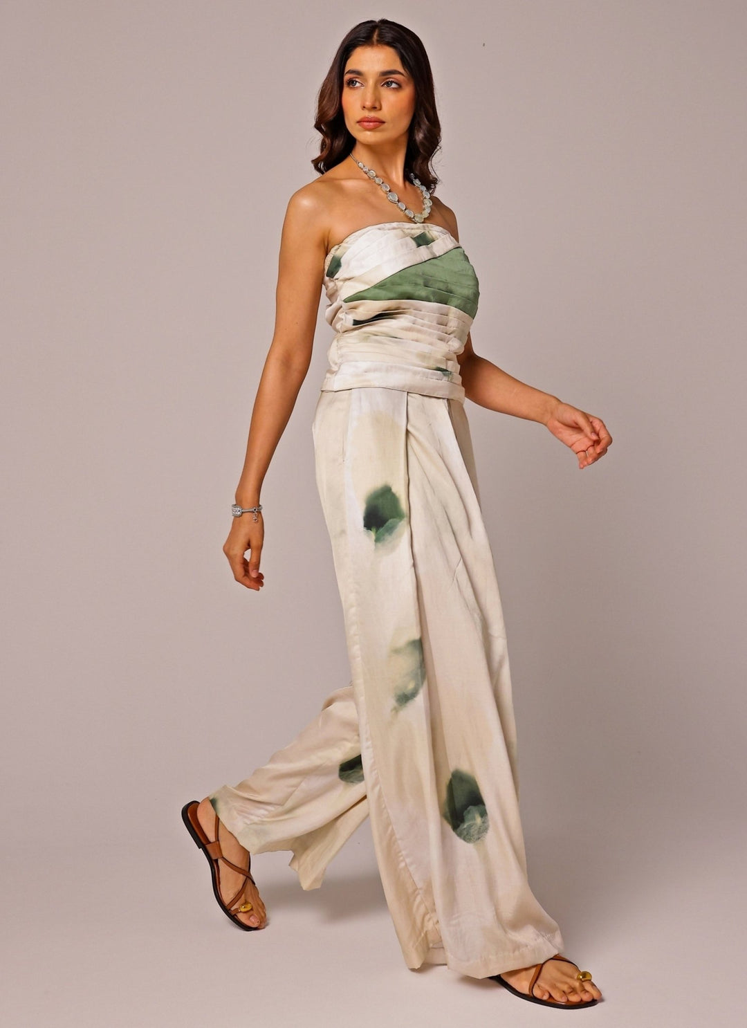 Studio Surbhi Ivory Satin Drape Corset With Pants SetFabilicious Fashion