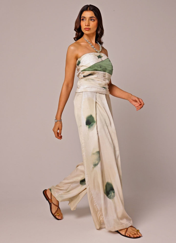 Studio Surbhi Ivory Satin Drape Corset With Pants SetFabilicious Fashion