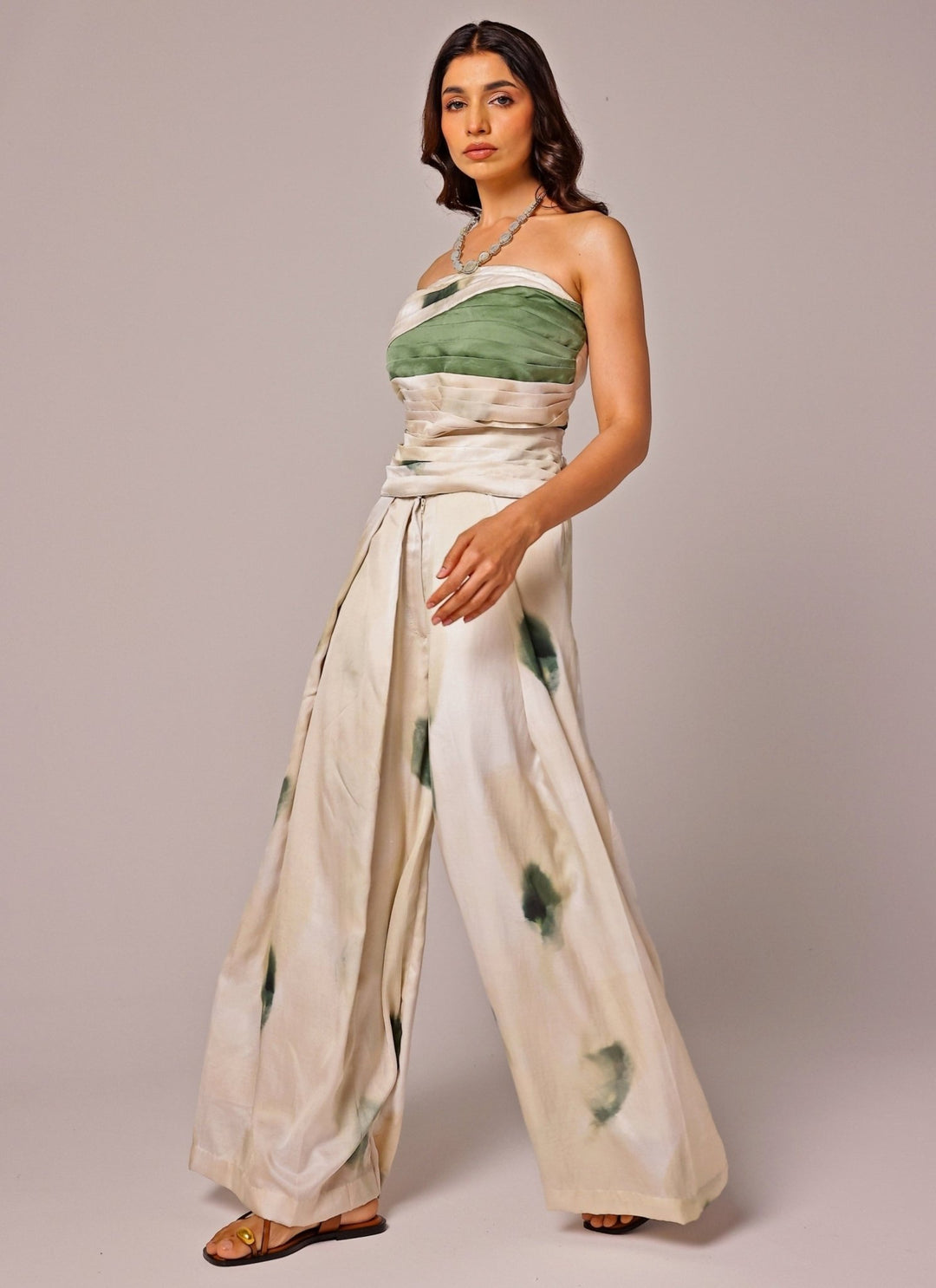 Studio Surbhi Ivory Satin Drape Corset With Pants SetFabilicious Fashion