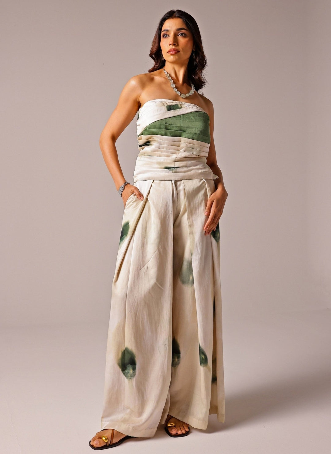 Studio Surbhi Ivory Satin Drape Corset With Pants SetFabilicious Fashion