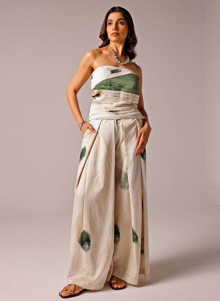 Studio Surbhi Ivory Satin Drape Corset With Pants SetFabilicious Fashion