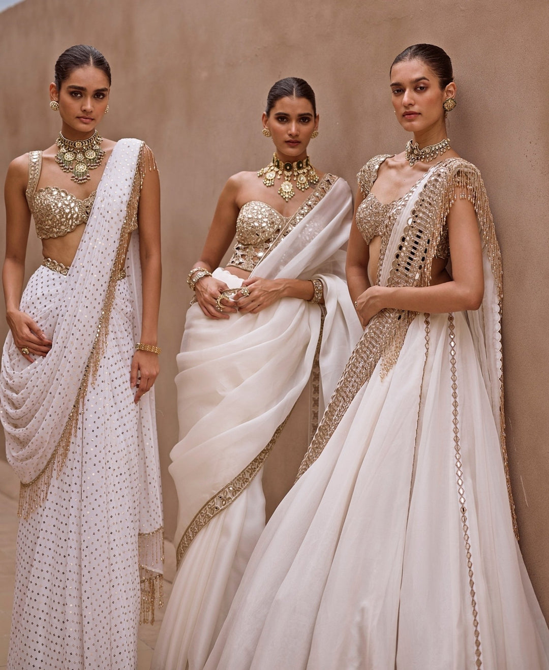 Vvani by Vani Vats Ivory Satin Organza Saree With Corset BlouseFabilicious Fashion