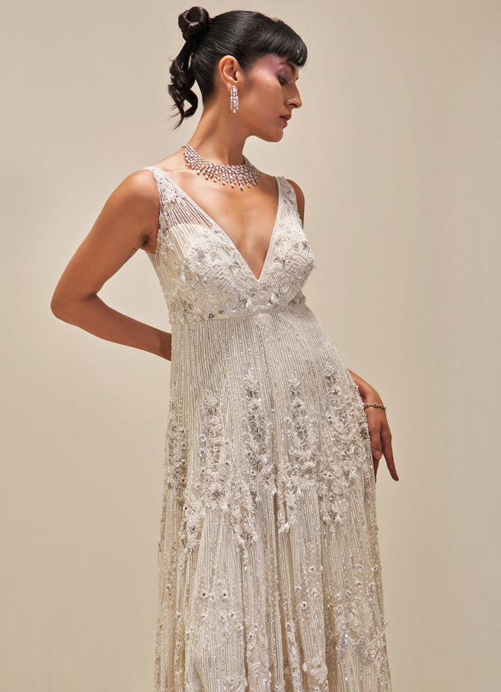 Ivory Sequin Embroidered Bridal Gown Angad Singh - Fabilicious Fashion