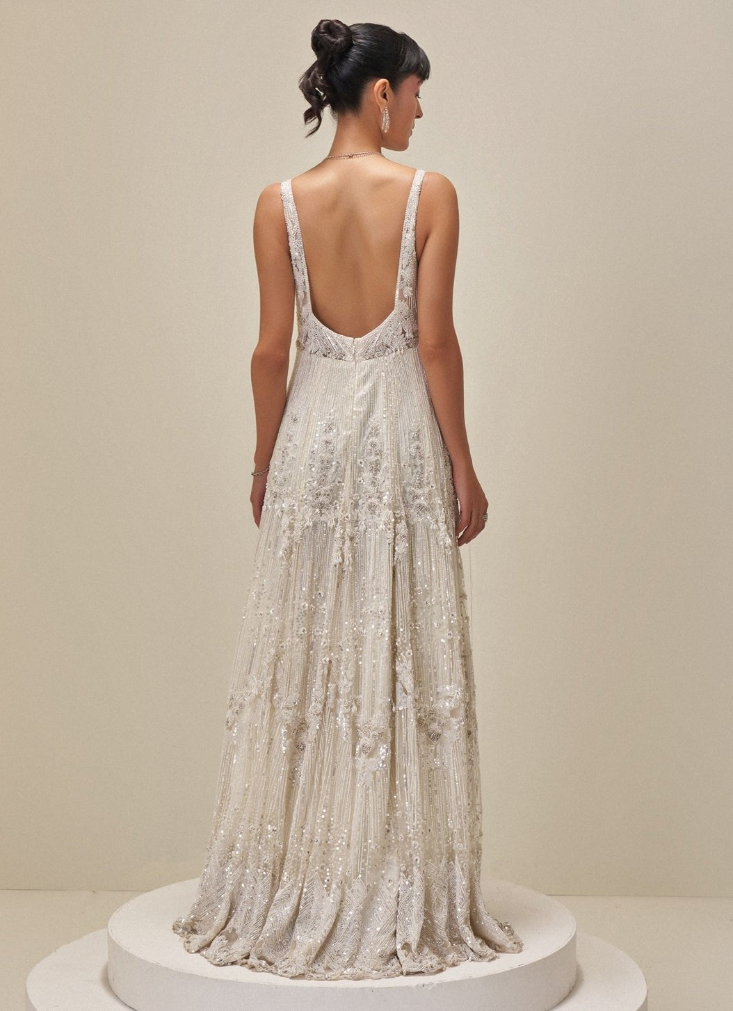 Ivory Sequin Embroidered Bridal Gown Angad Singh - Fabilicious Fashion