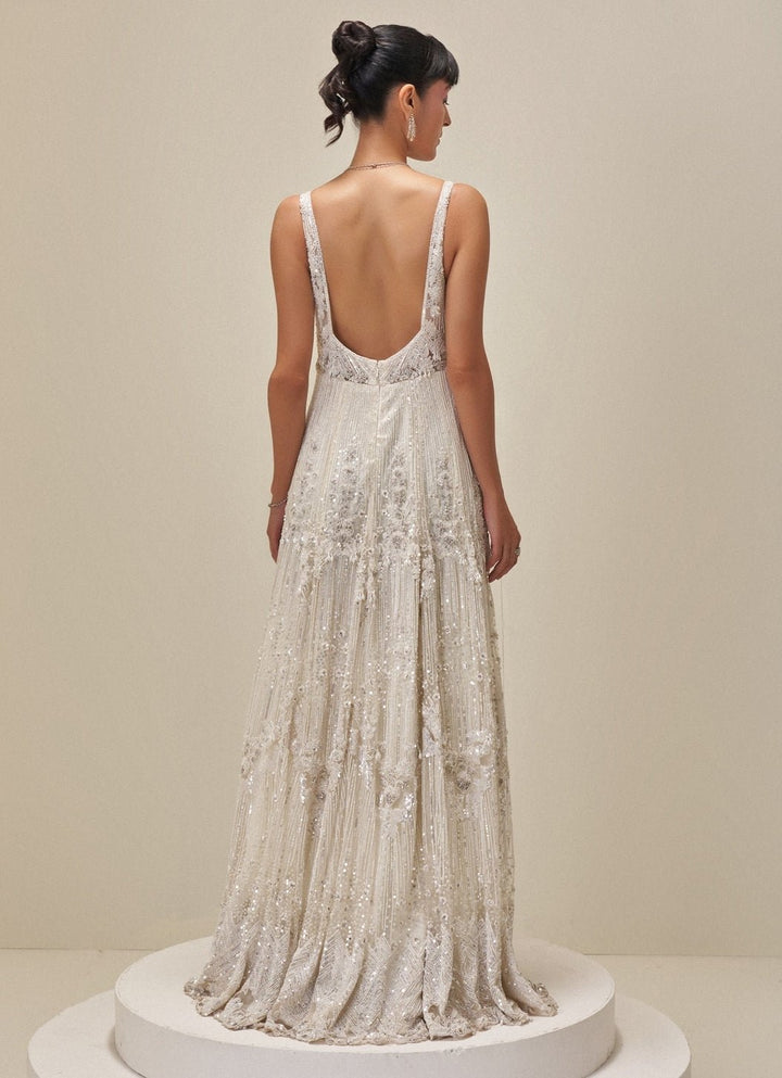 Ivory Sequin Embroidered Bridal Gown Angad Singh - Fabilicious Fashion