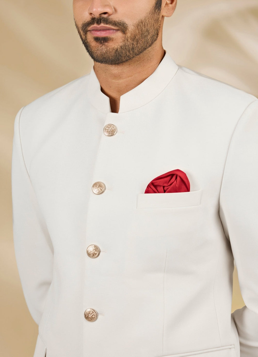 Ivory Silk Bandhgala Set Manish Nagdeo - Fabilicious Fashion