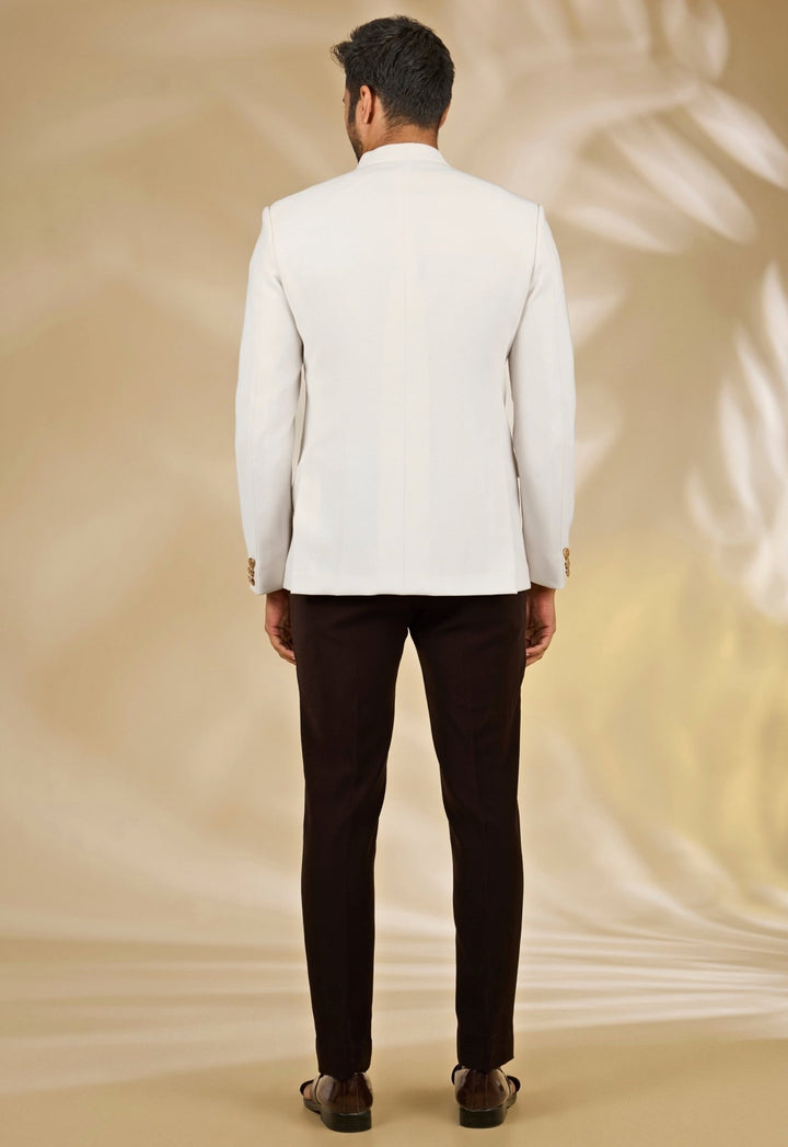 Ivory Silk Bandhgala Set Manish Nagdeo - Fabilicious Fashion