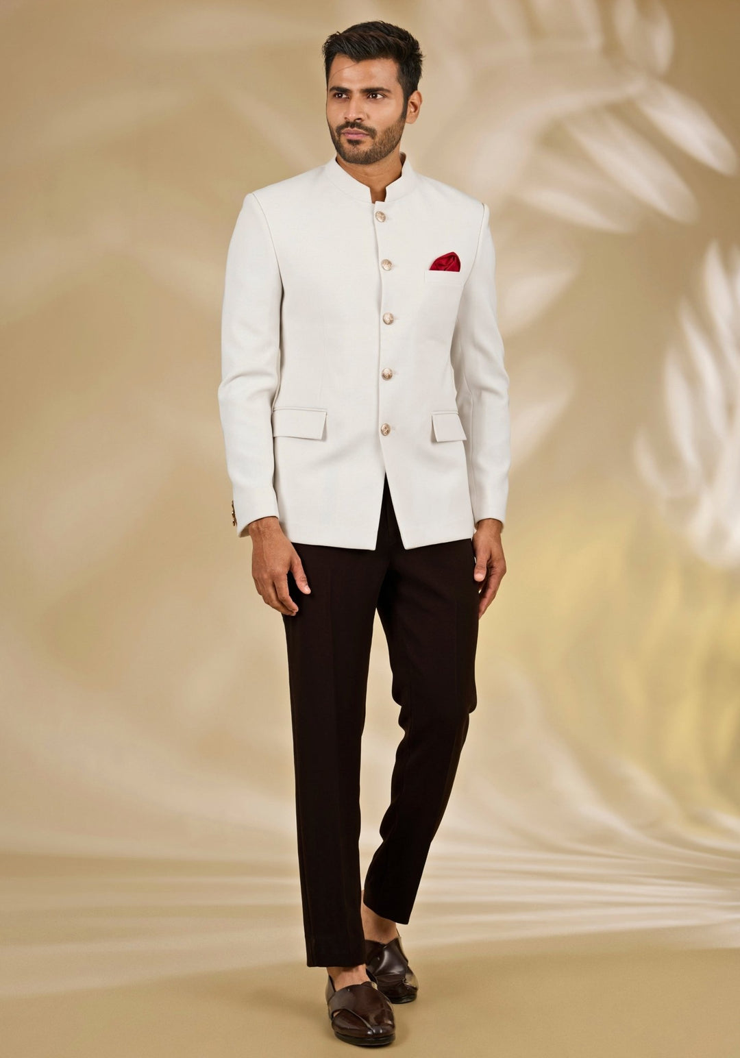 Ivory Silk Bandhgala Set Manish Nagdeo - Fabilicious Fashion