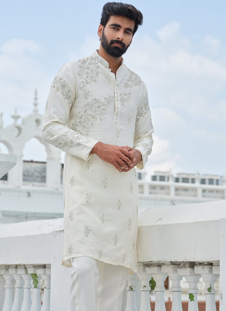 Darzi House Ivory Silk Blend Kurta SetFabilicious Fashion