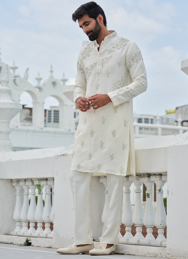 Darzi House Ivory Silk Blend Kurta SetFabilicious Fashion