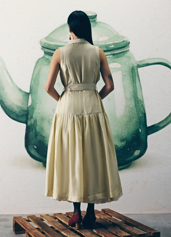 Ivory Silk Collared Dress Paulmi and Harsh X Ease - Fabilicious Fashion