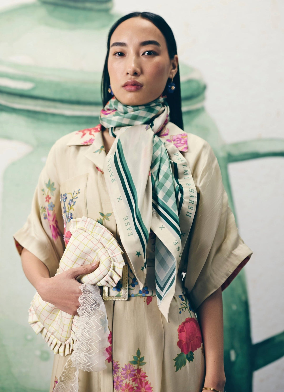 Ivory Silk Collared Jumpsuit Paulmi and Harsh X Ease - Fabilicious Fashion