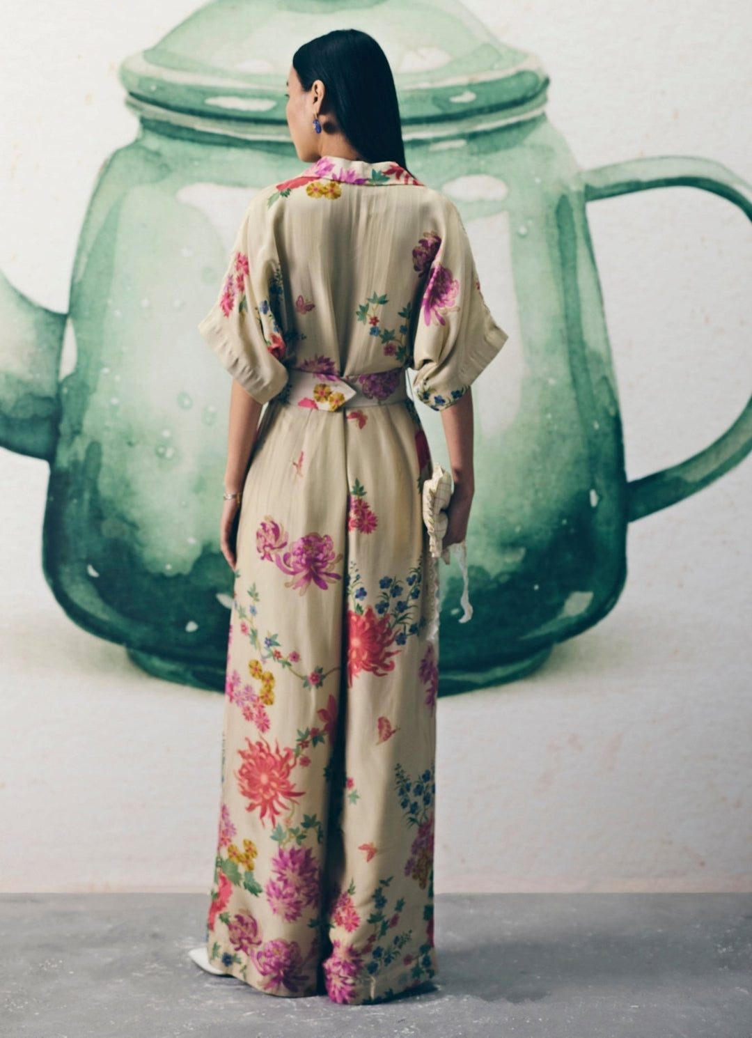 Ivory Silk Collared Jumpsuit Paulmi and Harsh X Ease - Fabilicious Fashion