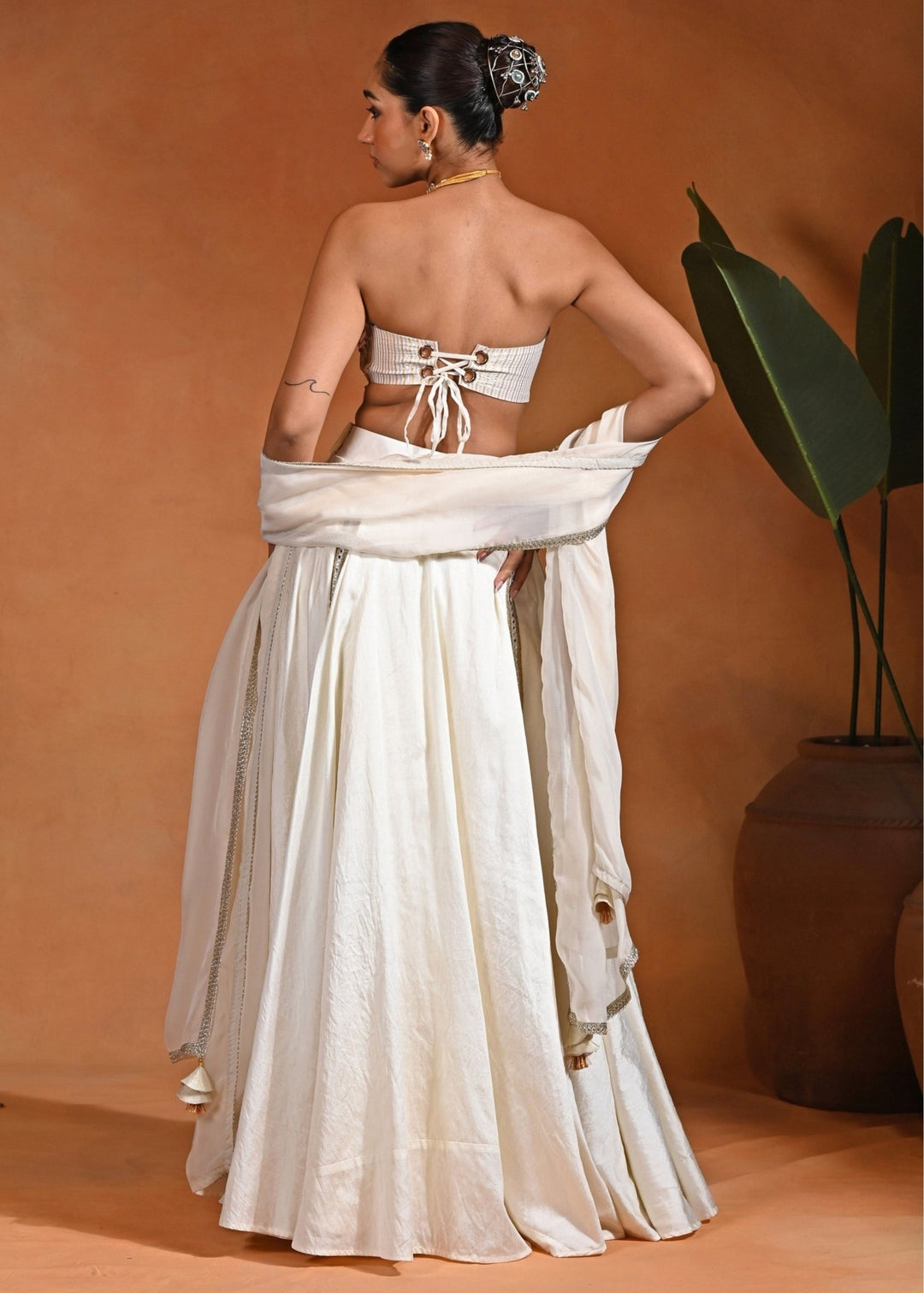 Rishi and Vibhuti Ivory Silk Corset Lehenga SetFabilicious Fashion