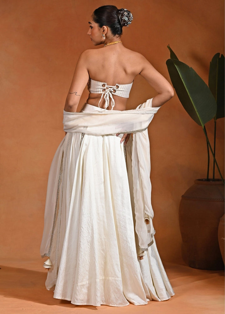 Rishi and Vibhuti Ivory Silk Corset Lehenga SetFabilicious Fashion