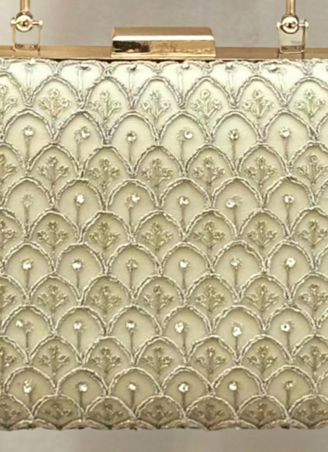 Ivory Silk Embroidered Clutch Amyra - Fabilicious Fashion