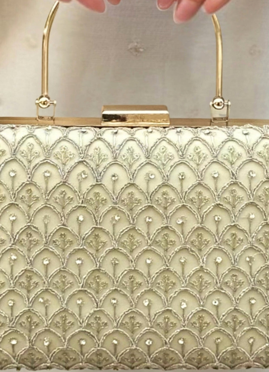 Ivory Silk Embroidered Clutch Amyra - Fabilicious Fashion