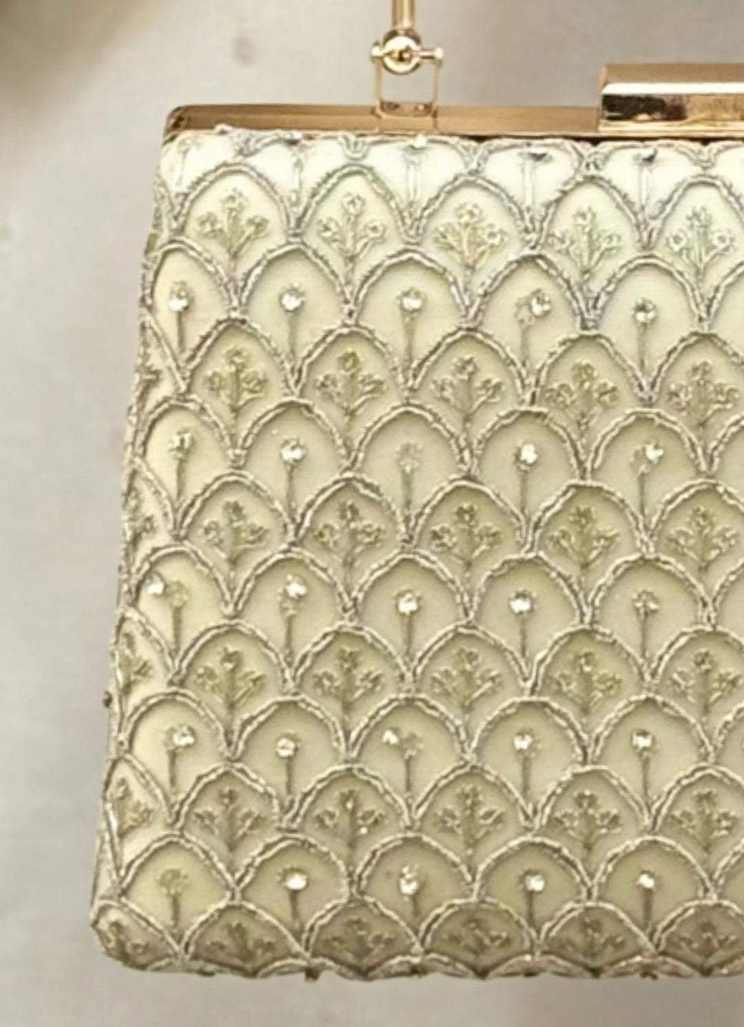 Ivory Silk Embroidered Clutch Amyra - Fabilicious Fashion