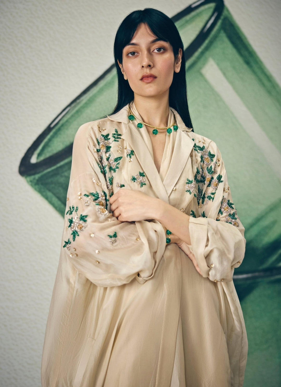 Paulmi and Harsh X Ease Ivory Silk Jumpsuit With JacketFabilicious Fashion