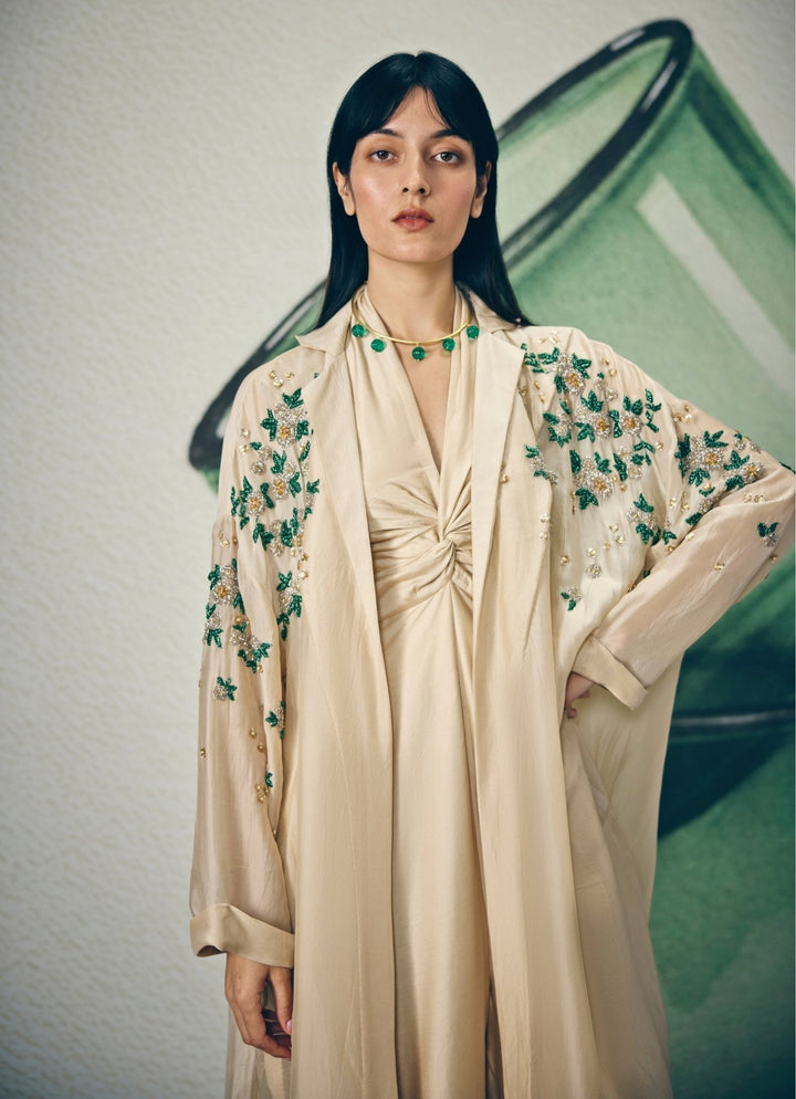 Paulmi and Harsh X Ease Ivory Silk Jumpsuit With JacketFabilicious Fashion