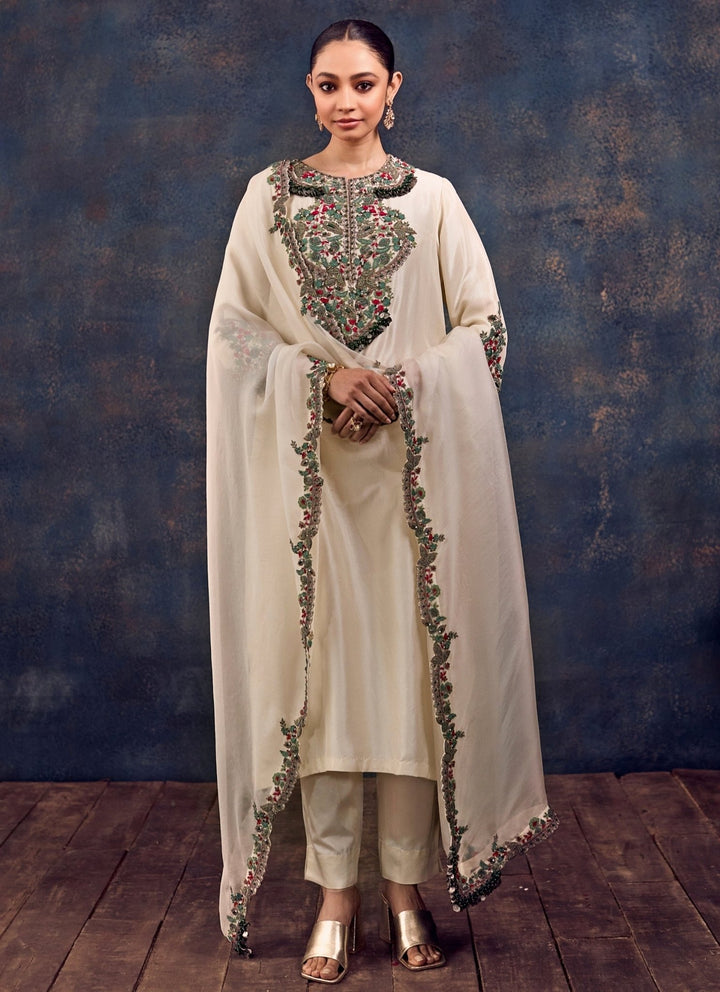Prisho Ivory Silk Kurta Pants SetFabilicious Fashion