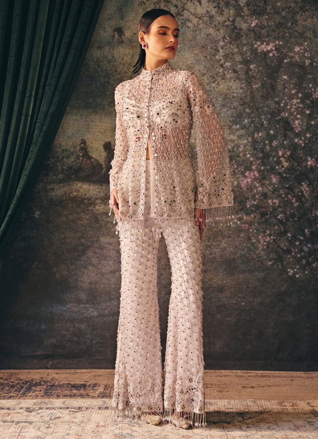 Mani Bhatia Ivory Soft Net Jacket Sharara SetFabilicious Fashion