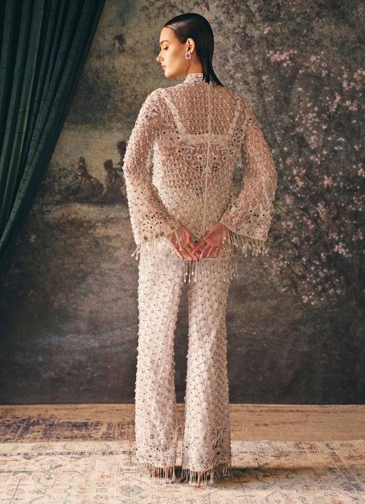 Mani Bhatia Ivory Soft Net Jacket Sharara SetFabilicious Fashion