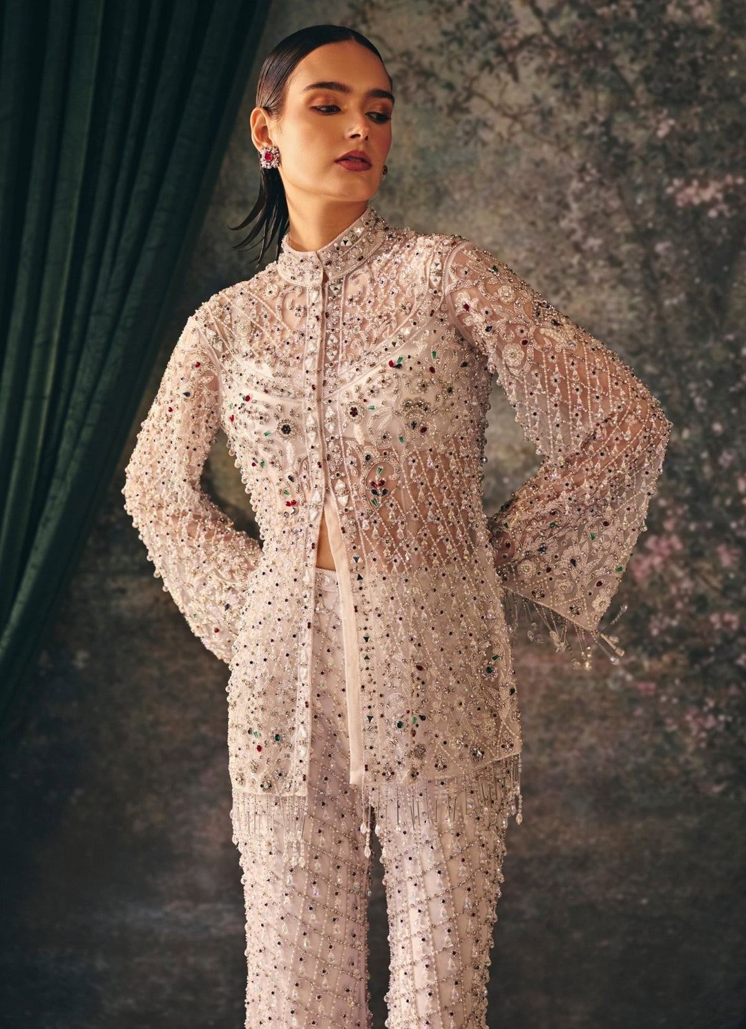 Mani Bhatia Ivory Soft Net Jacket Sharara SetFabilicious Fashion