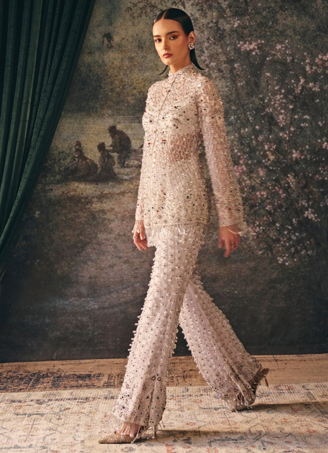 Mani Bhatia Ivory Soft Net Jacket Sharara SetFabilicious Fashion