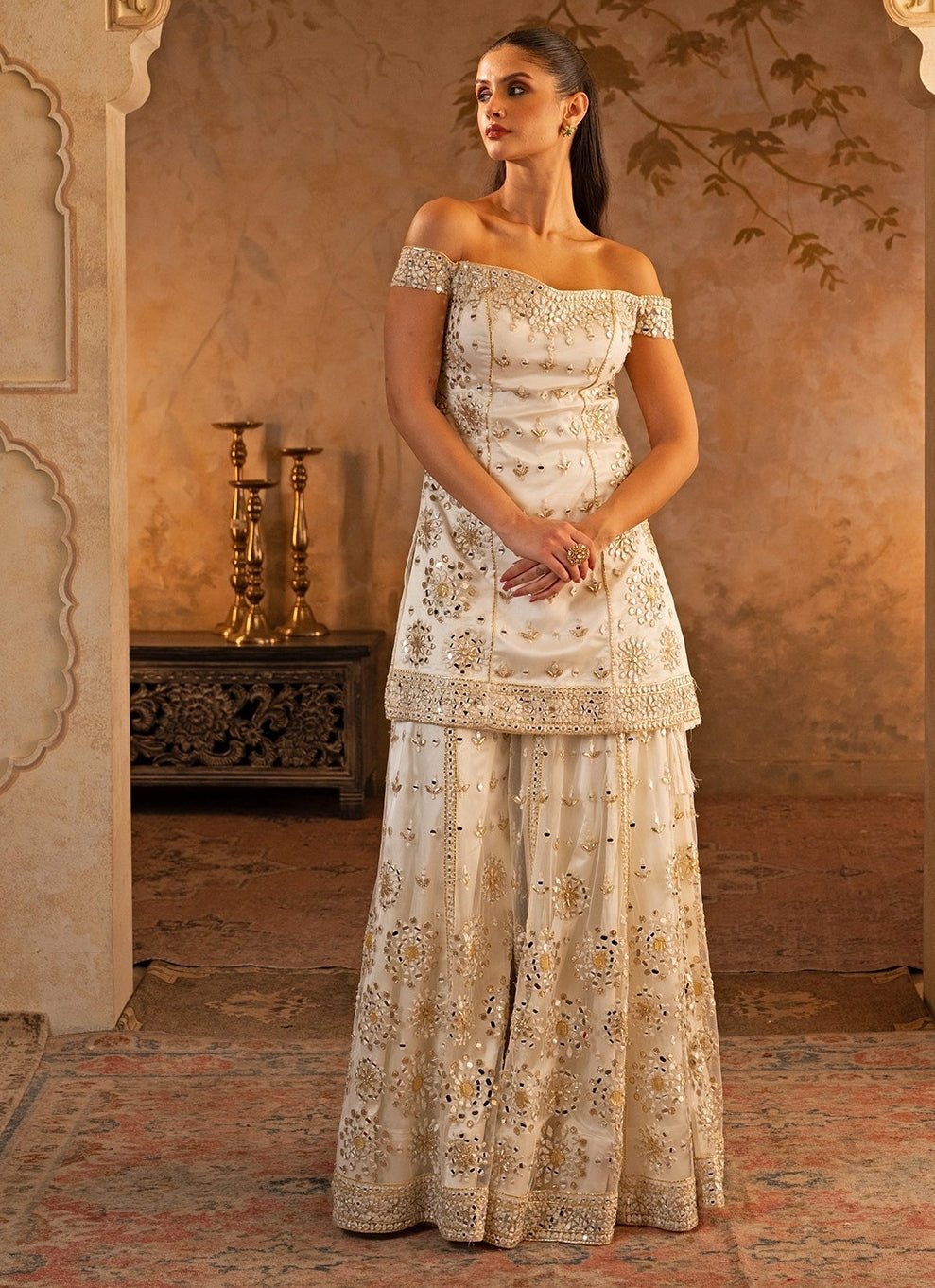 Angad Singh Ivory Soft Net Kurta Sharara SetFabilicious Fashion