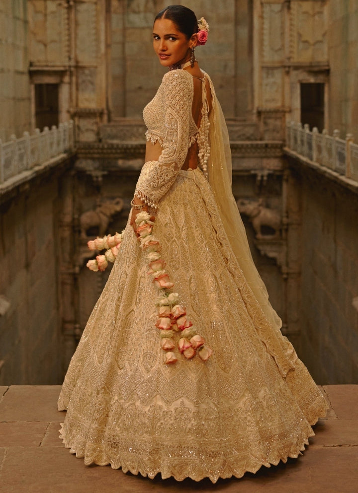 Ivory Soft Net Lehenga Set Nitika Gujral - Fabilicious Fashion