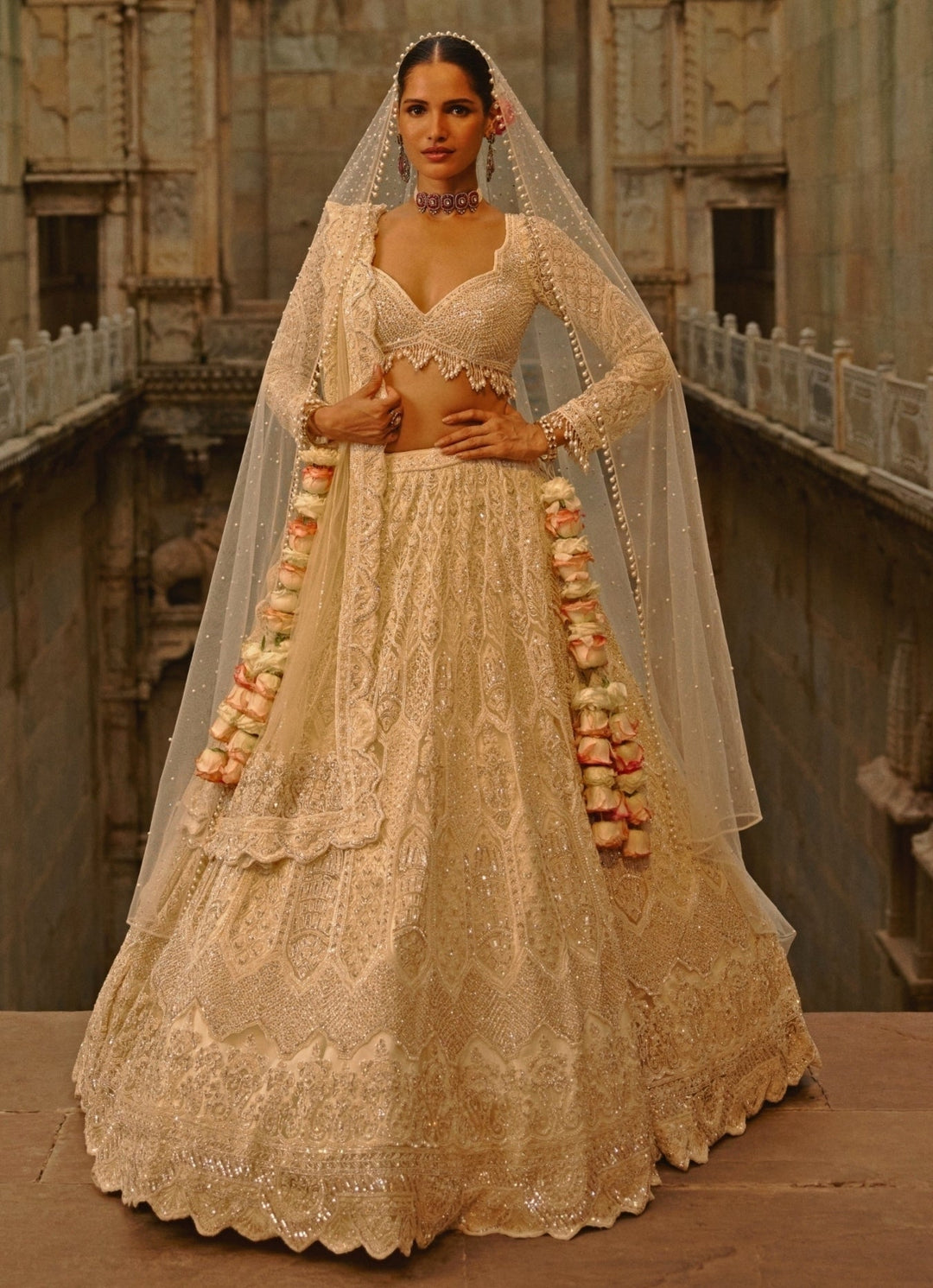 Ivory Soft Net Lehenga Set Nitika Gujral - Fabilicious Fashion