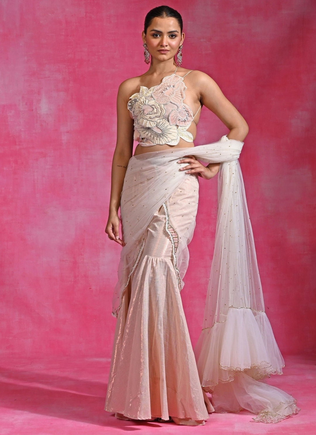 Rishi and Vibhuti Ivory Soft Net Pant Saree SetFabilicious Fashion