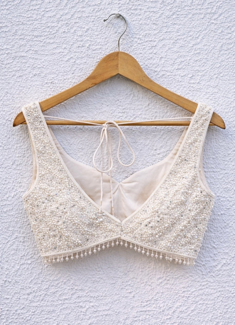 Ivory Soft Net Pearl Blouse Anisha Shetty - Fabilicious Fashion