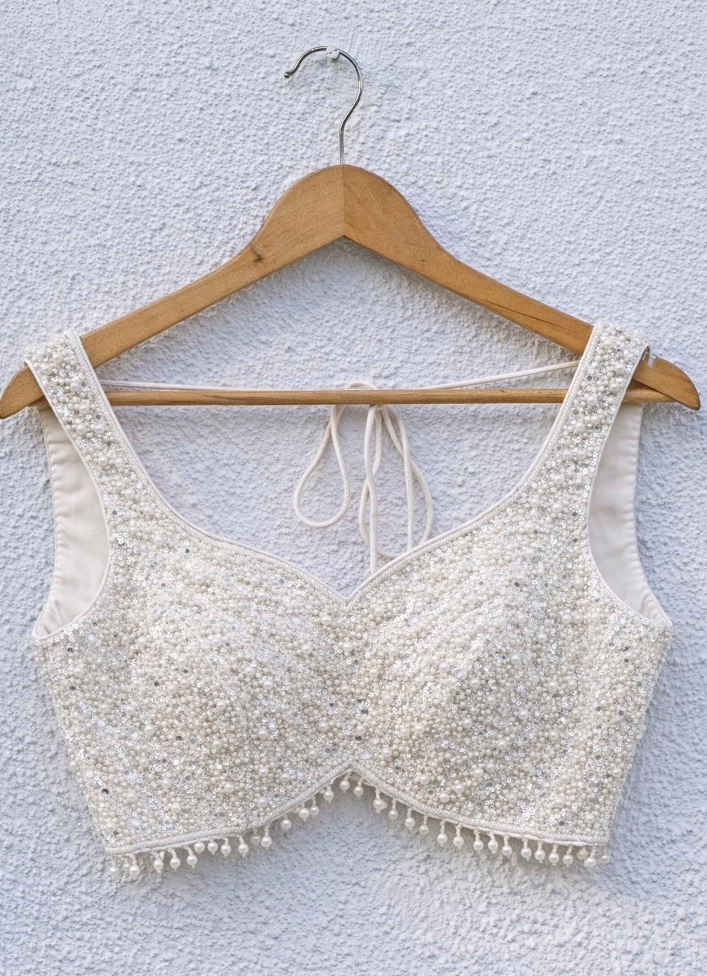 Ivory Soft Net Pearl Blouse Anisha Shetty - Fabilicious Fashion