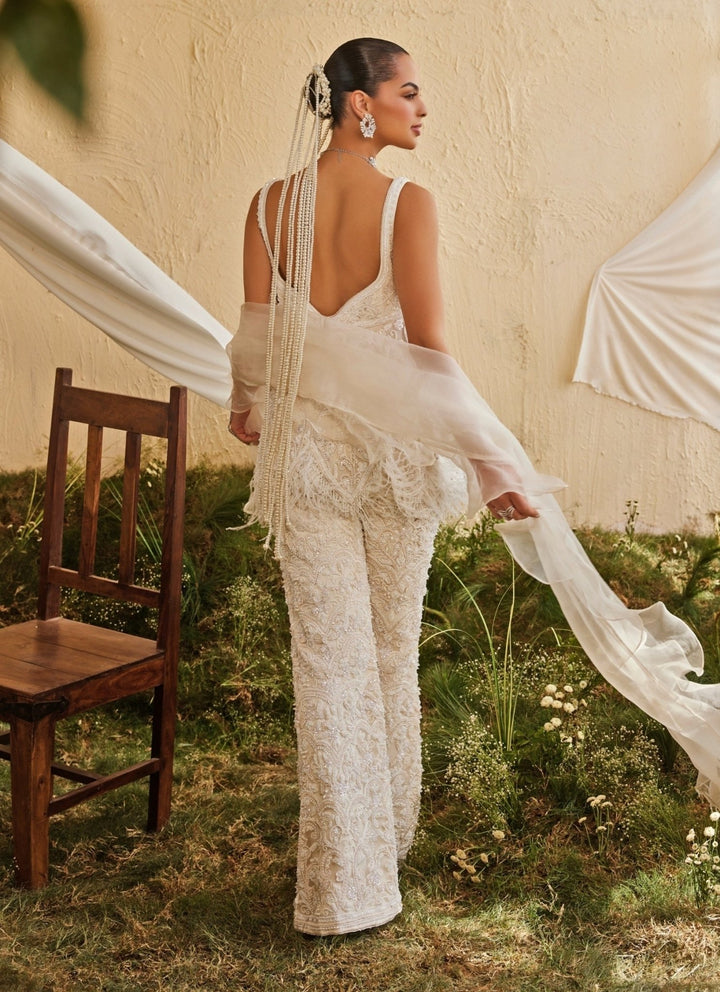 Mani Bhatia Ivory Soft Net Peplum Kurta Sharara SetFabilicious Fashion