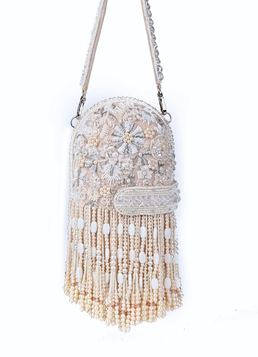 Ivory Suede Embellished Capsule Bag House of Kosha - Fabilicious Fashion