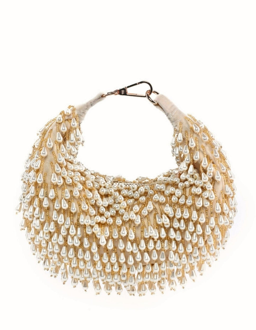 Ivory Suede Embellished Hobo Bag House of Kosha - Fabilicious Fashion